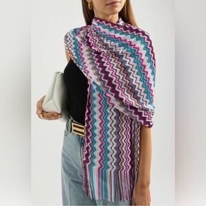 🩷BNWT Missoni Zigzag-intarsia Fine-knit Scarf🩵
